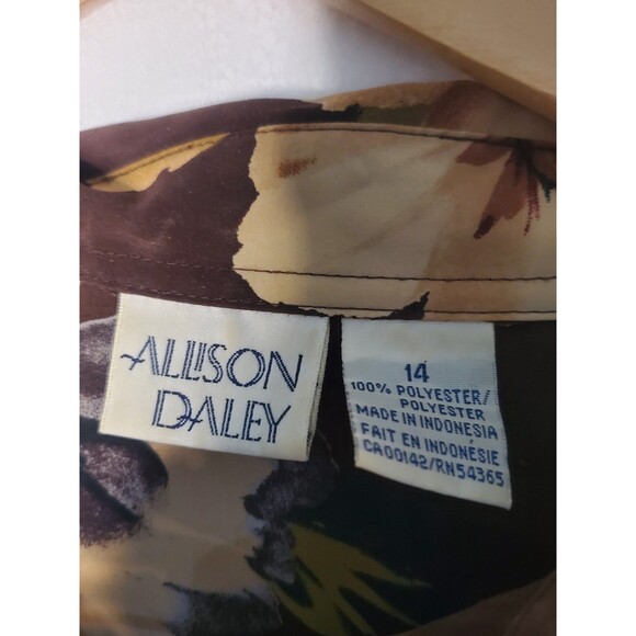 Alison Dailey Vinage Brown Floral Button Down Size 14 - Picture 3 of 4